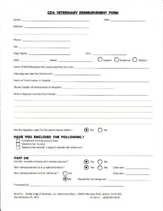 vet reimbursement form guide