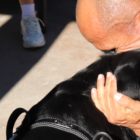 man with service dog