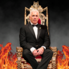 Man, Tuxedo, Throne, Flames
