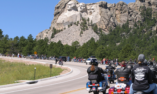 bikers, mount rushmore