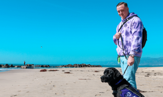 Brennon and Poet on the beach.